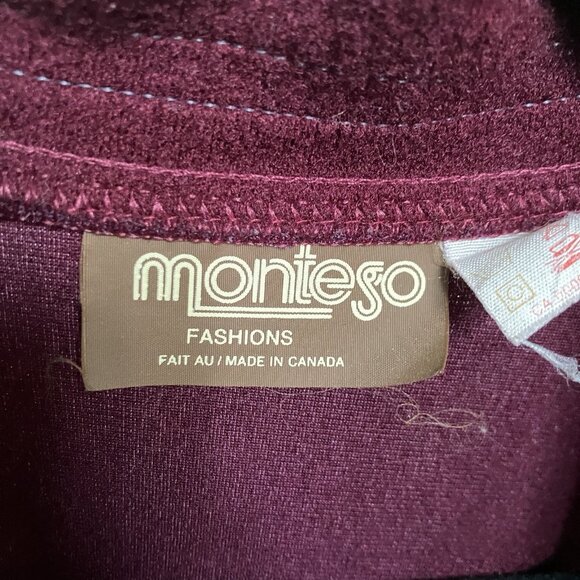 Vintage Montego Bathrobe Dressing Gown Robe 70s 90s Burgundy Retro - Picture 3 of 7
